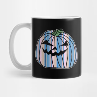 Light Blue Pink Stripes Halloween Horror Pumpkin Mug